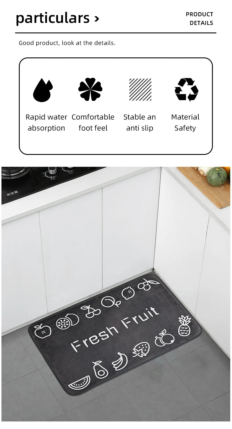 Tapete Multiuso Antiderrapante – Absorção de Água – Lavável na Máquina – Cozinha e Banheiro