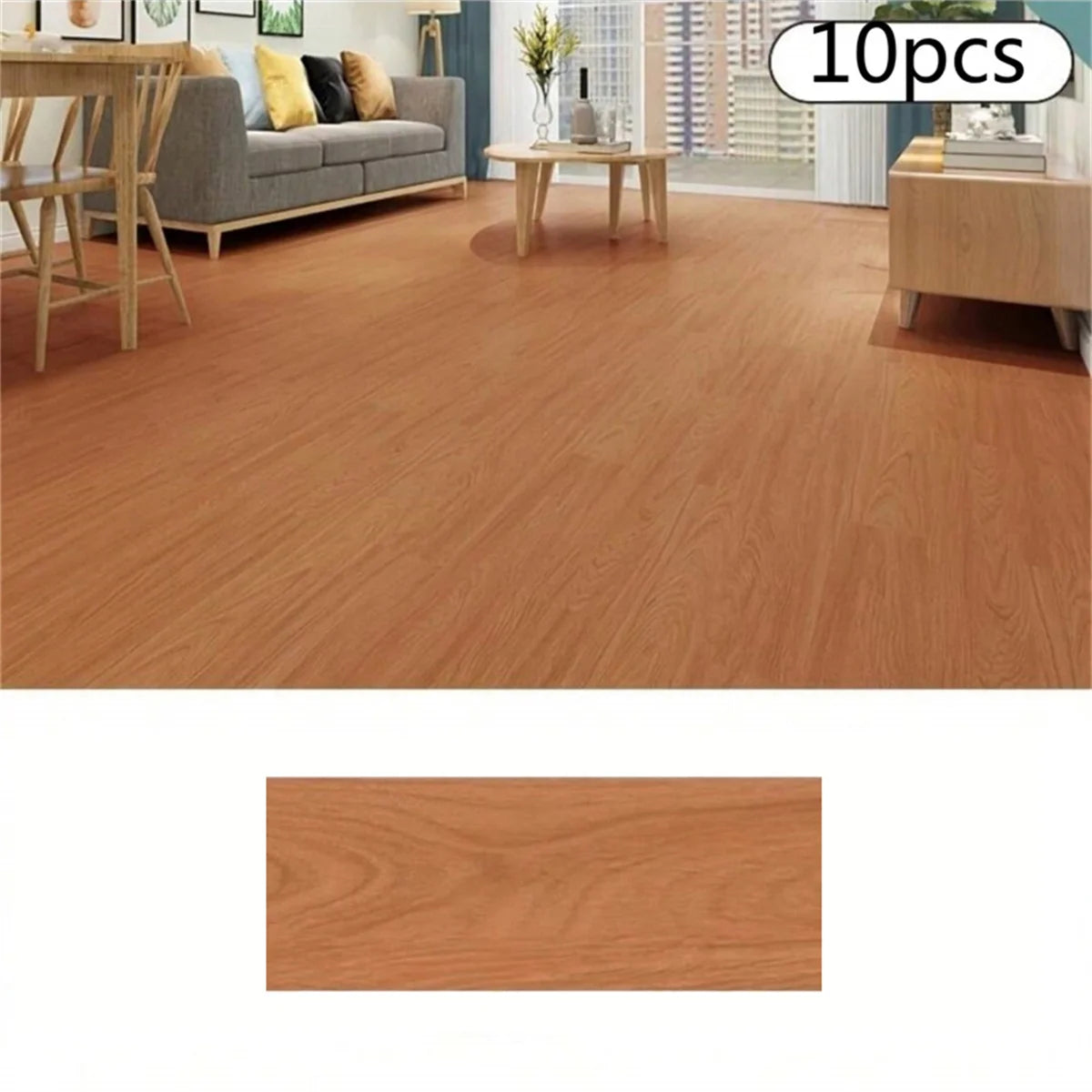 10Pcs 40x15cm PVC Floor Stickers Self-adhesive Stickers Waterproof Thickened Wood Grain Floor Stickers Stickers Living Room