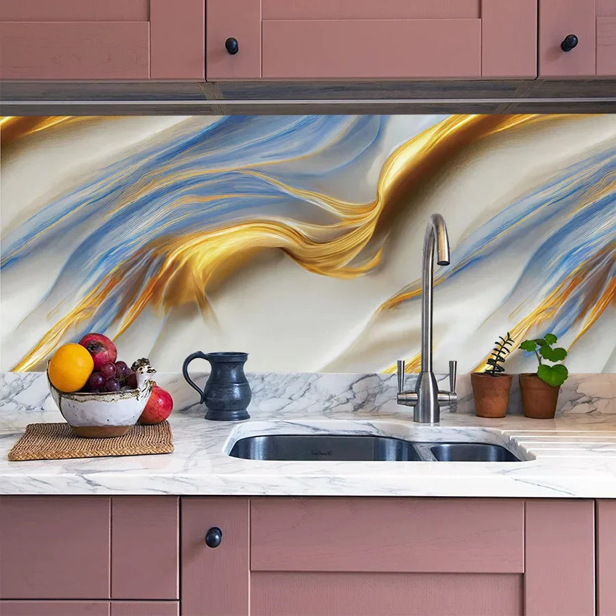 Marble Patterned Wallpaper for Kitchen Dining Room Waterproof and Oil Resistant Home Decoration Background Stickers Wallpaper