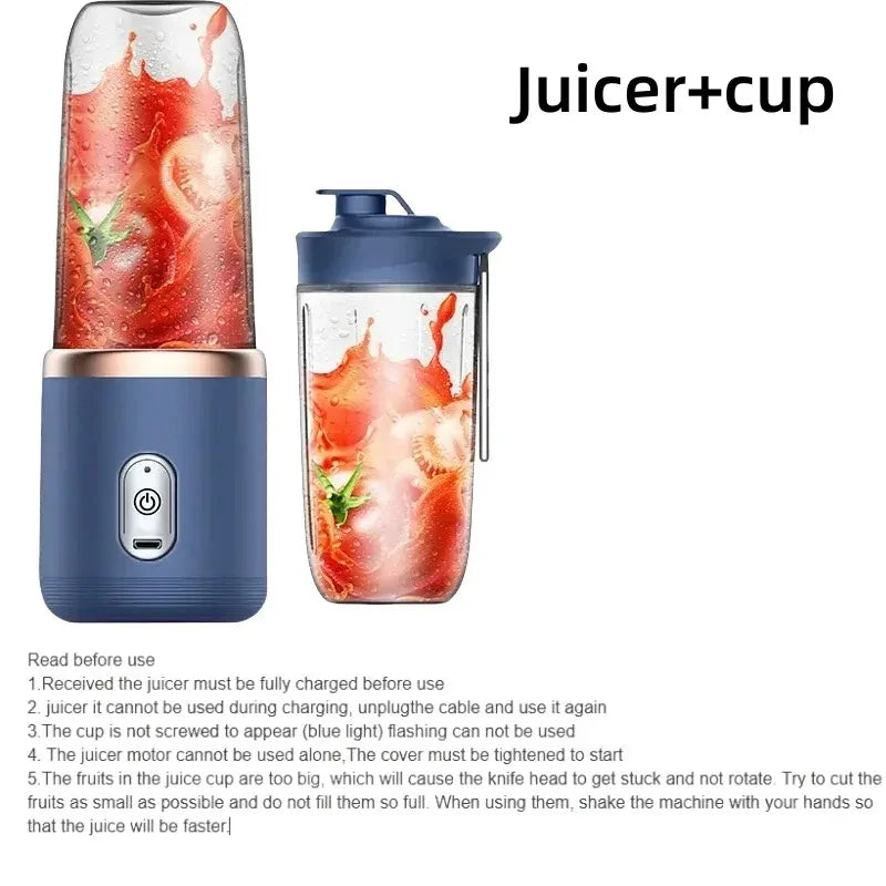 Liquidificador Portátil USB 400ml – Mini Mixer Elétrico para Smoothie e Vitamina