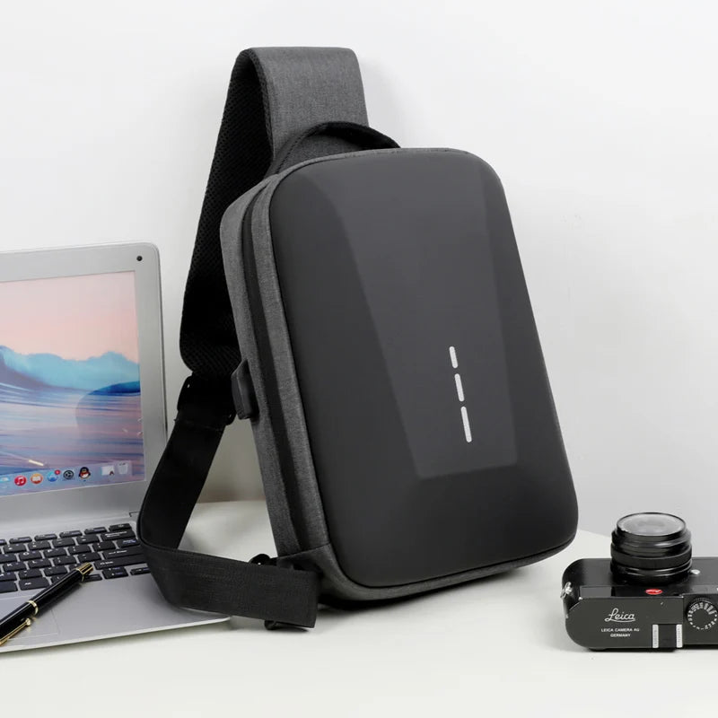 Bolsa Transversal Antifurto com Cadeado e Porta USB – Nylon Resistente