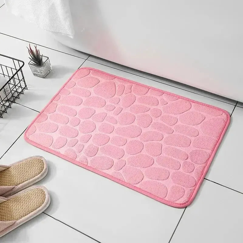 Tapete de Microfibra com Efeito Pedras – Espuma de Memória – Antiderrapante – Banheiro e Sala