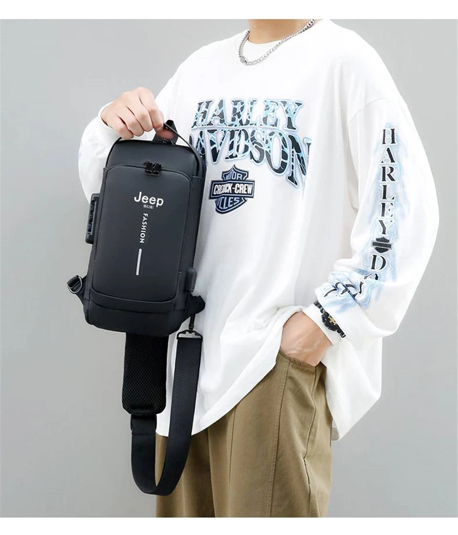 Bolsa Transversal Masculina Jeep Buluo – Nylon Antifurto – Vários Compartimentos