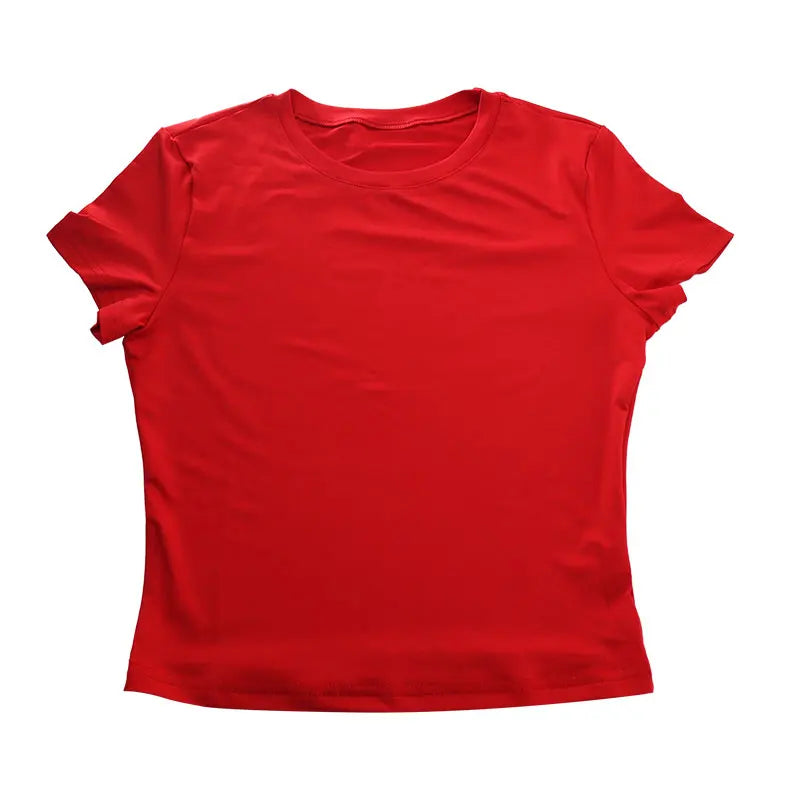 Sexy Women's T-shirt Solid New Summer Streetwear Fashion O-Neck Short Sleeve Top Simple Basic Versatile Lady Casual Slim T-shirt