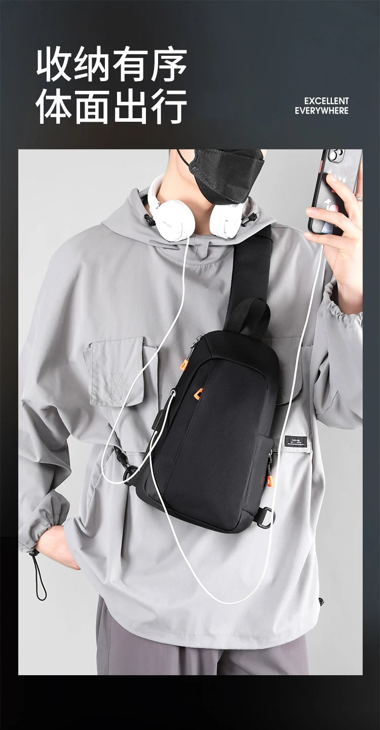 Bolsa Transversal Masculina Multibolsos – Tecido Oxford – Uso Diário e Viagem