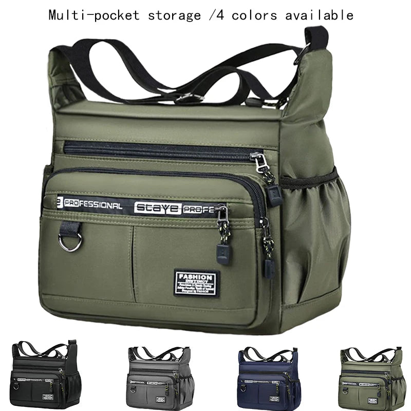 Bolsa Transversal Masculina – Nylon Ultraleve – Múltiplos Bolsos – Casual e Negócios
