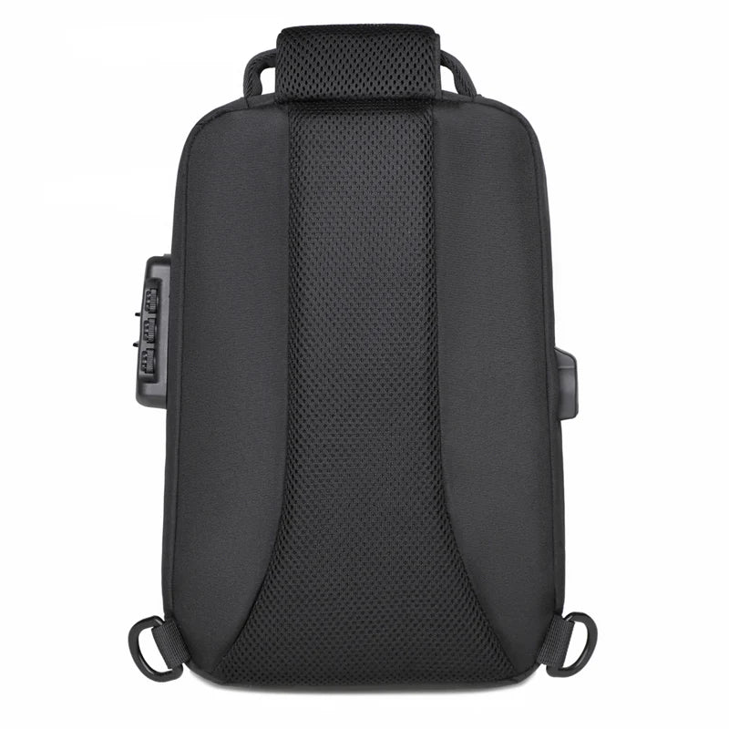 Bolsa Transversal Antifurto com Cadeado e Porta USB – Nylon Resistente