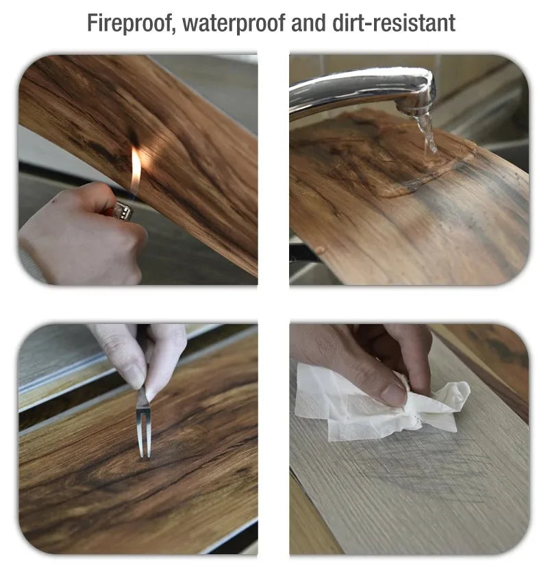 10Pcs 40x15cm PVC Floor Stickers Self-adhesive Stickers Waterproof Thickened Wood Grain Floor Stickers Stickers Living Room