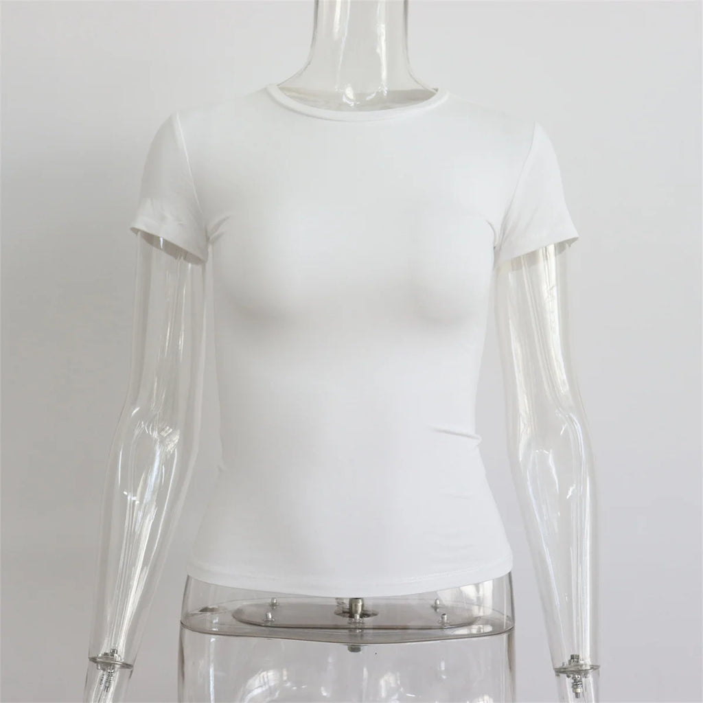 Kit 3 Camisetas Femininas Slim Fit Manga Curta Gola Redonda Y2k Vintage