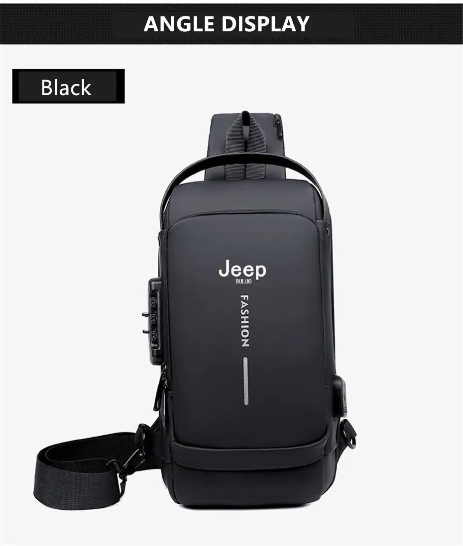 Bolsa Transversal Masculina Jeep Buluo – Nylon Antifurto – Vários Compartimentos