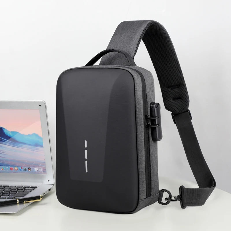 Bolsa Transversal Antifurto com Cadeado e Porta USB – Nylon Resistente