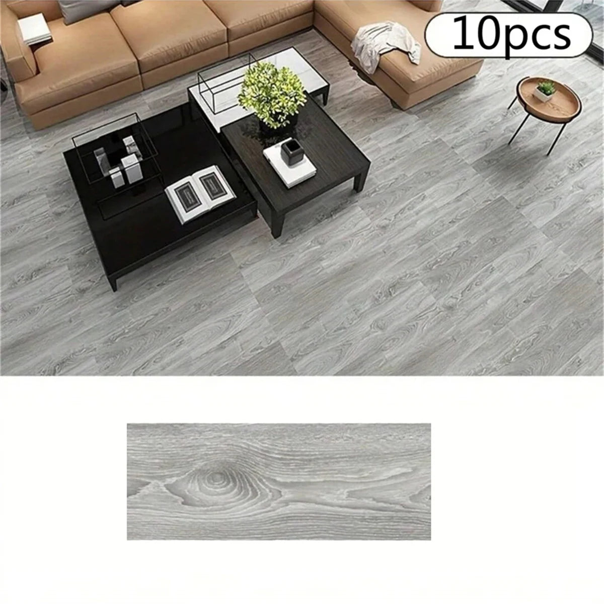 10Pcs 40x15cm PVC Floor Stickers Self-adhesive Stickers Waterproof Thickened Wood Grain Floor Stickers Stickers Living Room