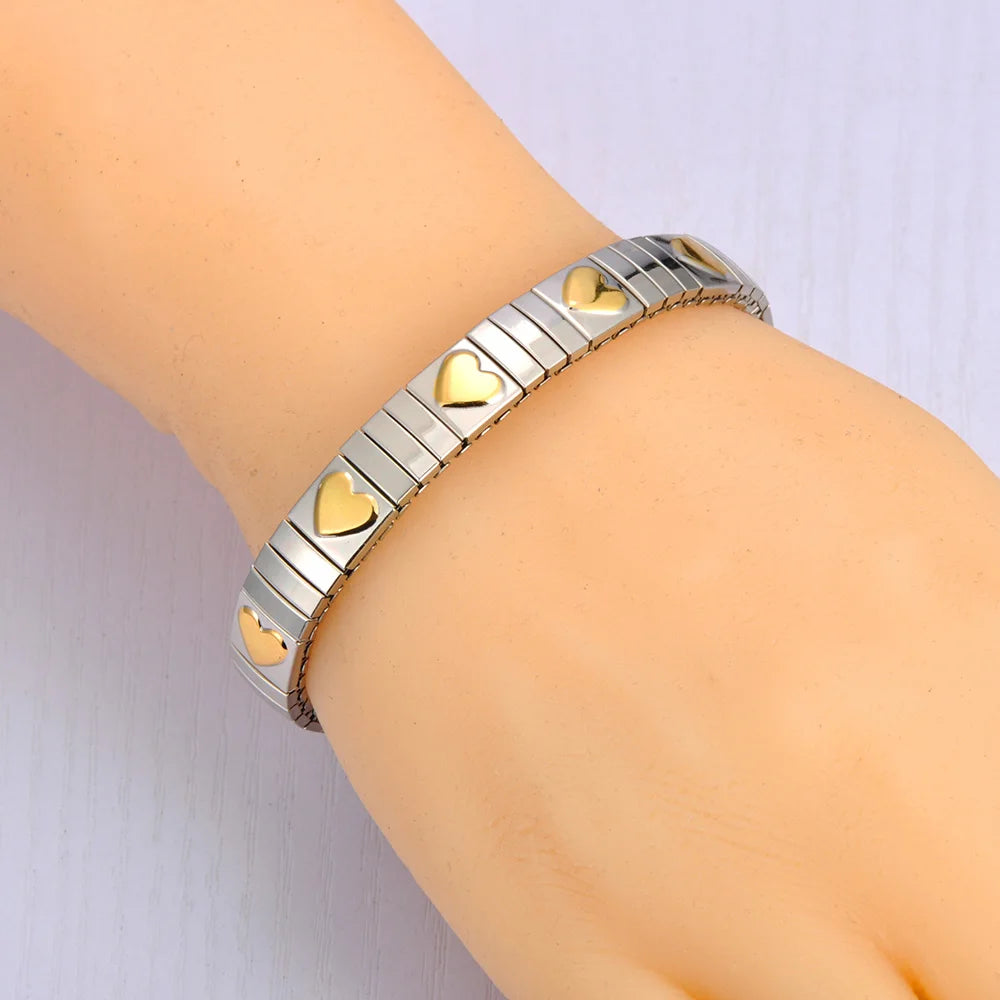 Pulseira Feminina Banhada a Ouro – Aço Inoxidável com Cristal – À Prova d'água