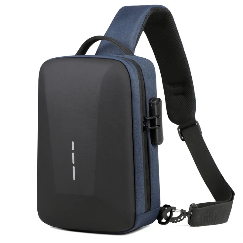 Bolsa Transversal Antifurto com Cadeado e Porta USB – Nylon Resistente