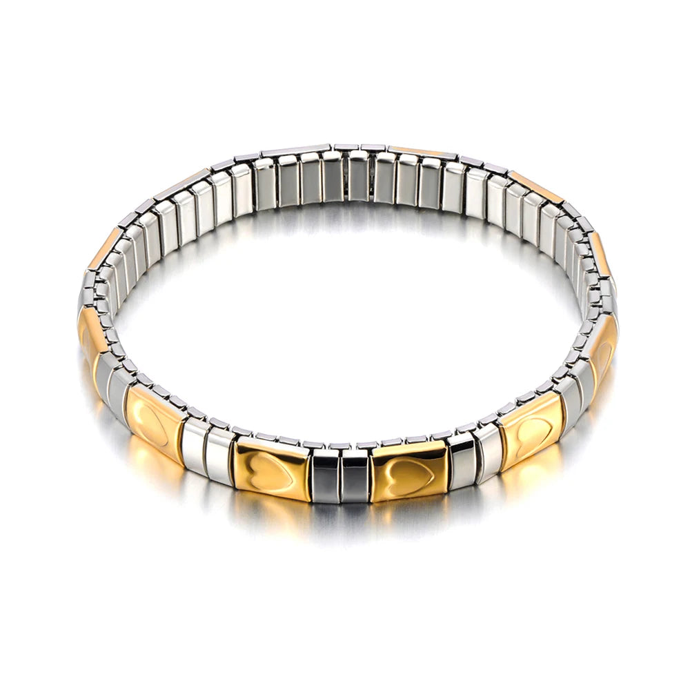 Pulseira Feminina Banhada a Ouro – Aço Inoxidável com Cristal – À Prova d'água