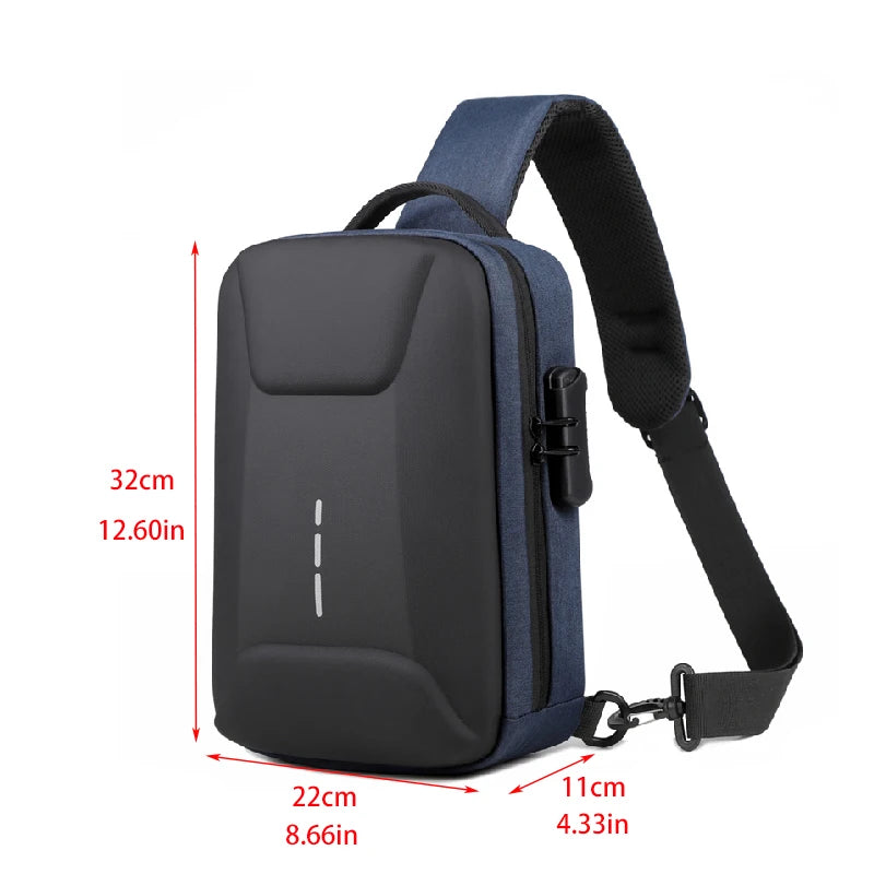 Bolsa Transversal Antifurto com Cadeado e Porta USB – Nylon Resistente