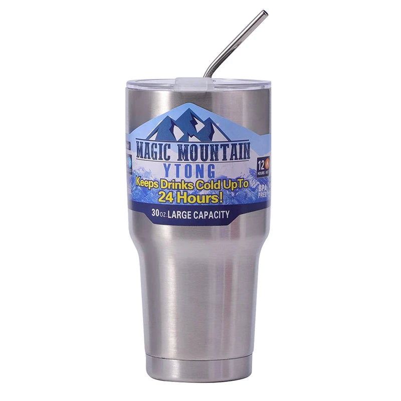 Garrafa Térmica Inox 900ml com Canudo – Isolamento a Vácuo – Ideal para Viagem e Uso Diário