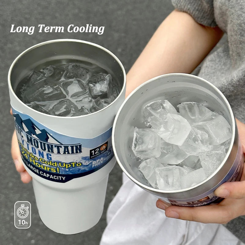 Garrafa Térmica Inox 900ml com Canudo – Isolamento a Vácuo – Ideal para Viagem e Uso Diário