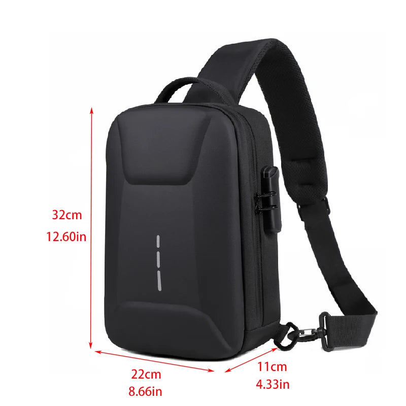 Bolsa Transversal Antifurto com Cadeado e Porta USB – Nylon Resistente