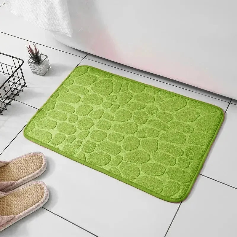 Tapete de Microfibra com Efeito Pedras – Espuma de Memória – Antiderrapante – Banheiro e Sala