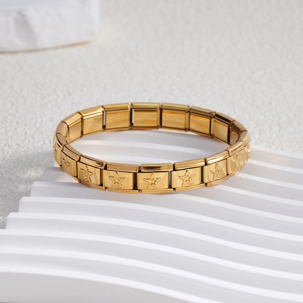 Pulseira Modular Estrelas 9mm – Aço Inox – Unissex – DIY – Moda e Presentes