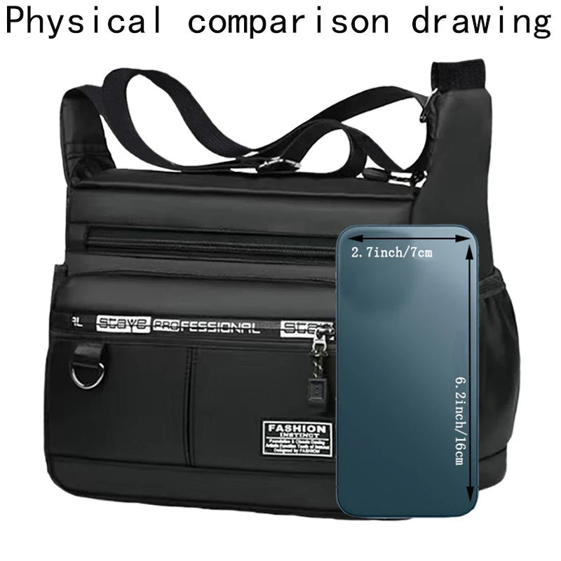 Bolsa Transversal Masculina – Nylon Ultraleve – Múltiplos Bolsos – Casual e Negócios