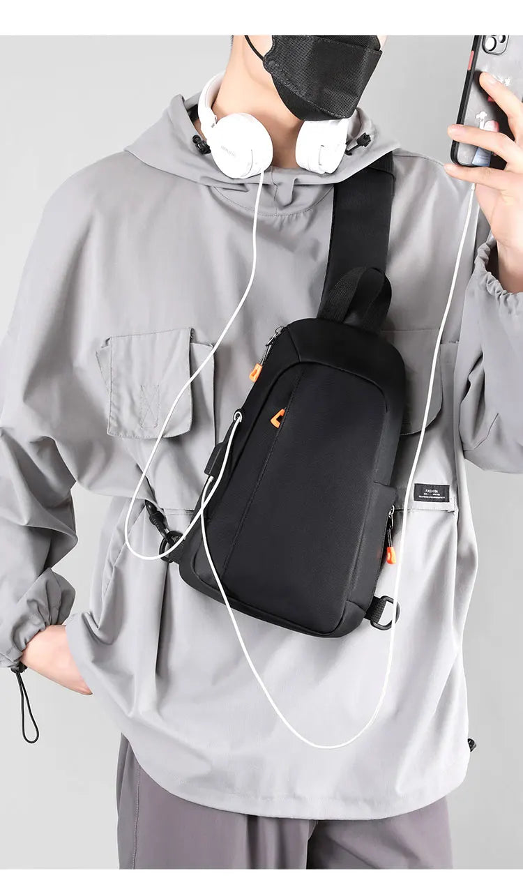 Bolsa Transversal Masculina Multibolsos – Tecido Oxford – Uso Diário e Viagem