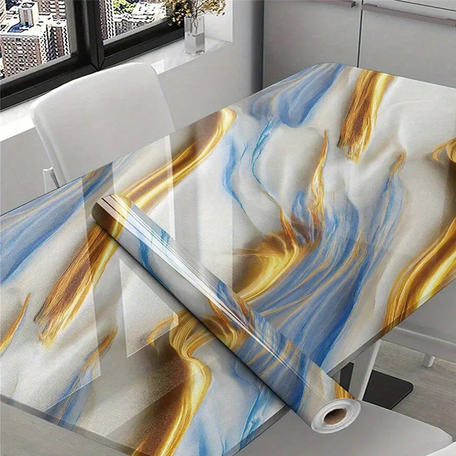Papel de Parede Marmorizado Impermeável – Cozinha e Sala de Jantar – Autoadesivo