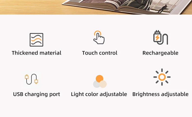 Luminária de Mesa LED Recarregável USB – 3 Cores – Dimmer – Corpo Metálico
