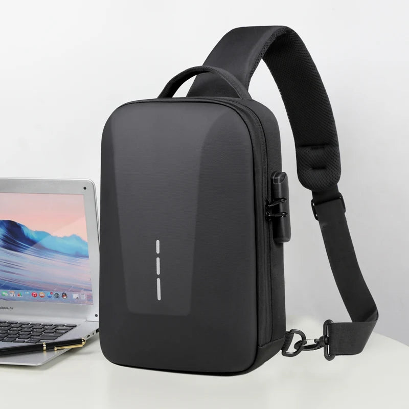 Bolsa Transversal Antifurto com Cadeado e Porta USB – Nylon Resistente