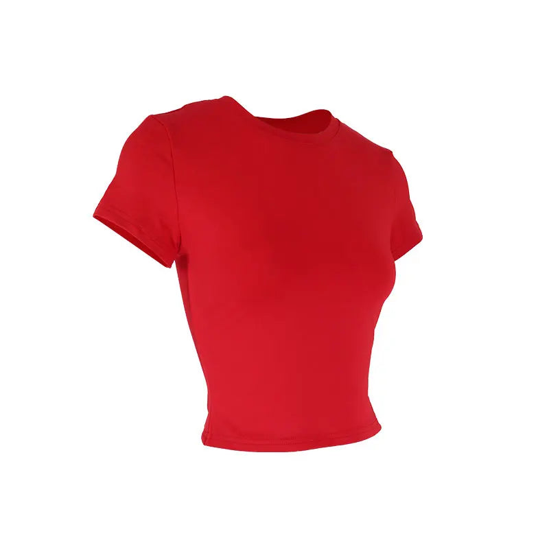 Sexy Women's T-shirt Solid New Summer Streetwear Fashion O-Neck Short Sleeve Top Simple Basic Versatile Lady Casual Slim T-shirt