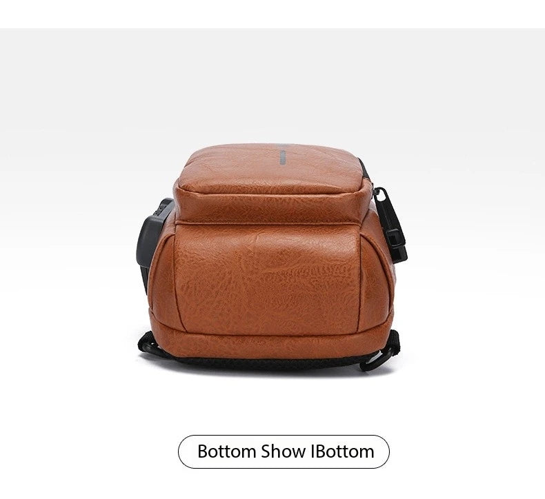 Bolsa Transversal Masculina Antifurto – Porta USB – Cadeado com Senha – Couro PU