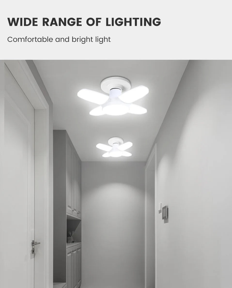 Lâmpada LED Dobrável E27 28W – Luz Branca 6500K – Para Teto e Garagem