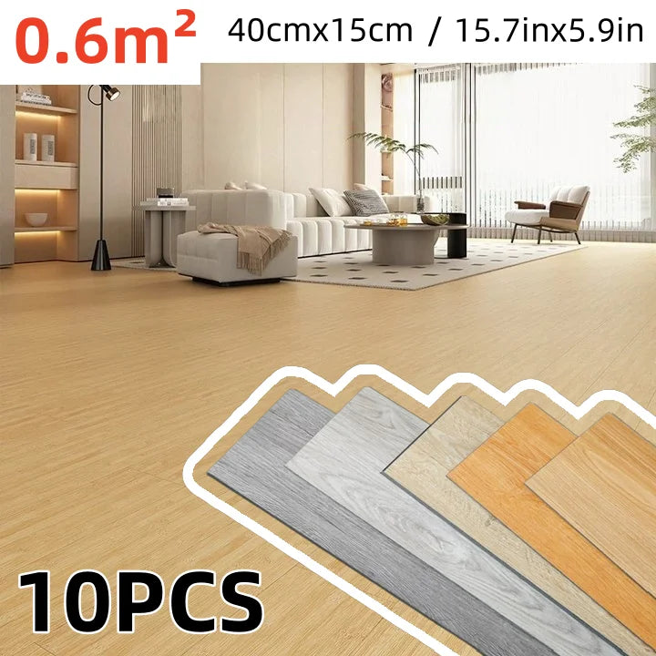 Kit 10 Adesivos de Piso Efeito Madeira – PVC Grosso Impermeável – 40x15cm