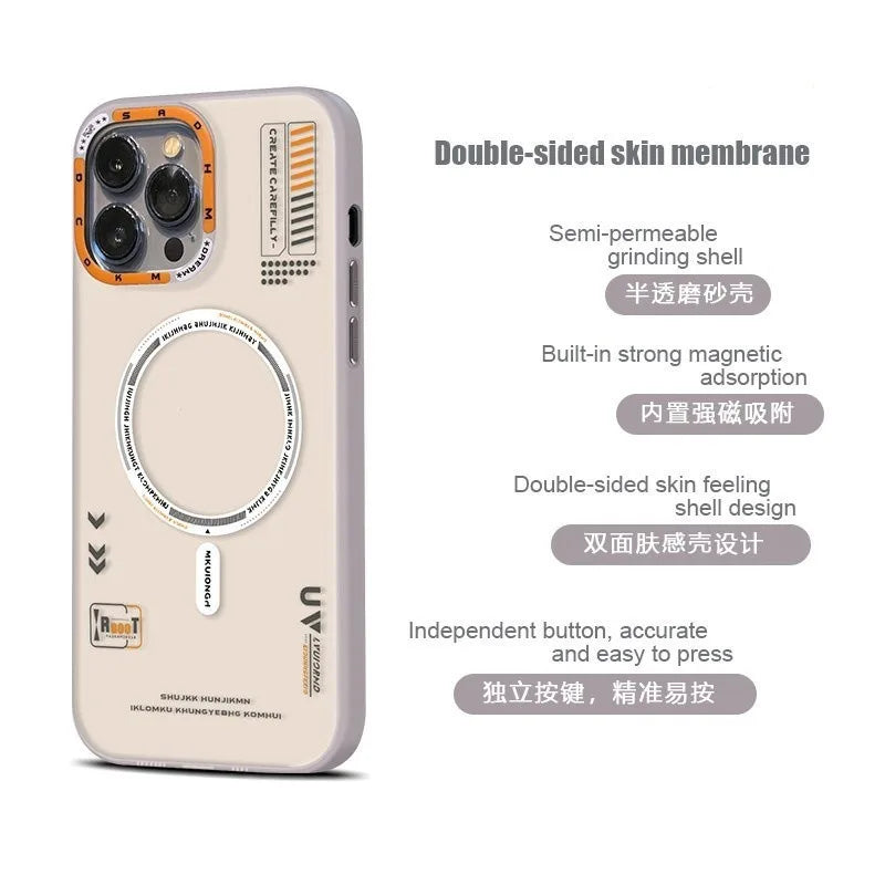 Matte Magnetic Phone Case For iPhone  16 15 13 12 14 Pro Max Magsafe Wireless Charge Frosted Back Metal Lens Frame Buttons Cover