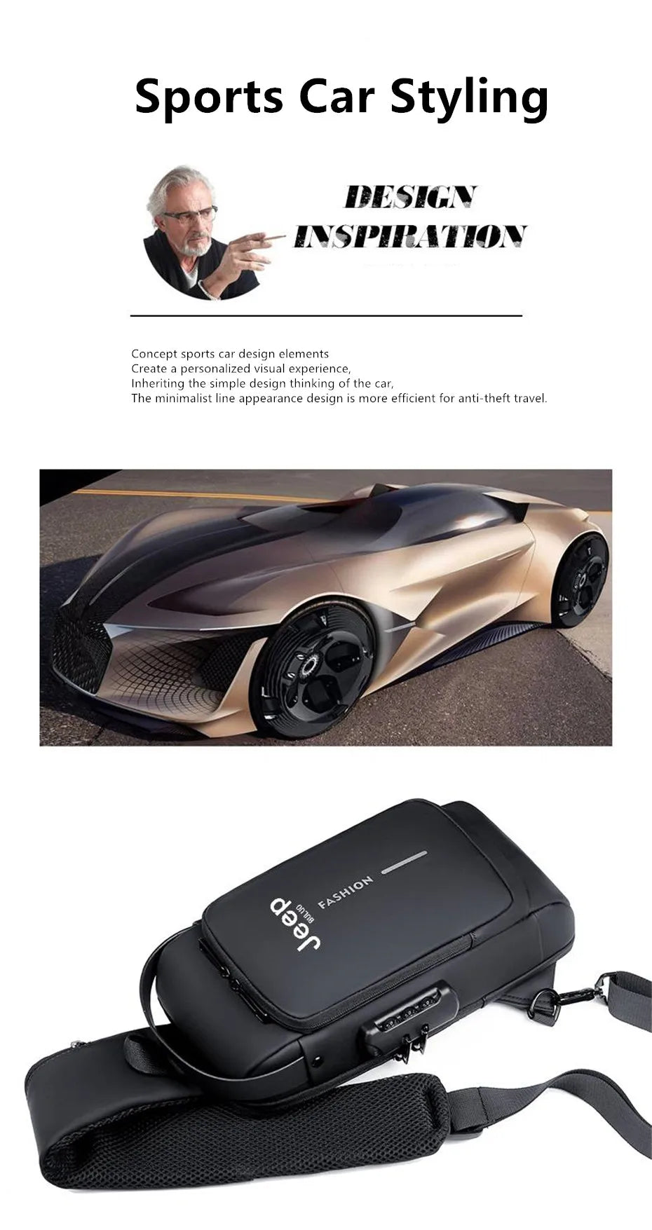 Bolsa Transversal Masculina Jeep Buluo – Nylon Antifurto – Vários Compartimentos