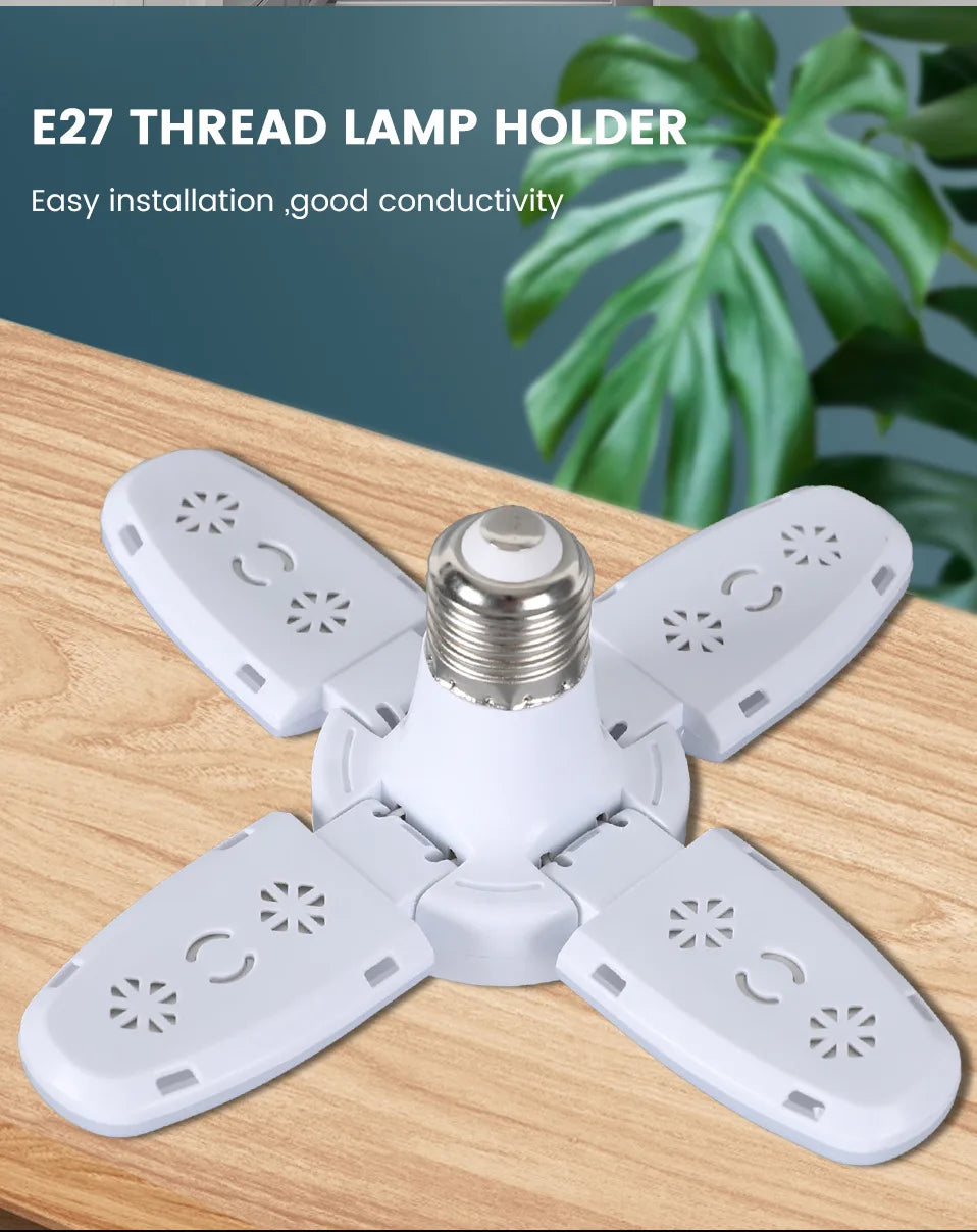 Lâmpada LED Dobrável E27 28W – Luz Branca 6500K – Para Teto e Garagem