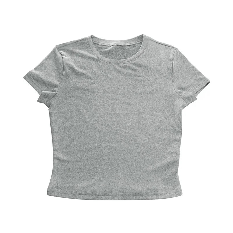 Sexy Women's T-shirt Solid New Summer Streetwear Fashion O-Neck Short Sleeve Top Simple Basic Versatile Lady Casual Slim T-shirt