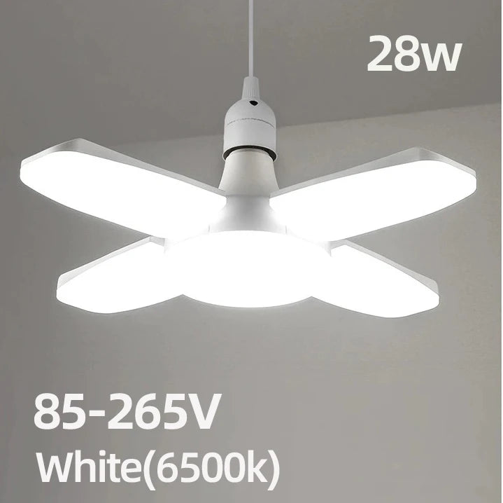 Lâmpada LED Dobrável E27 28W – Luz Branca 6500K – Para Teto e Garagem