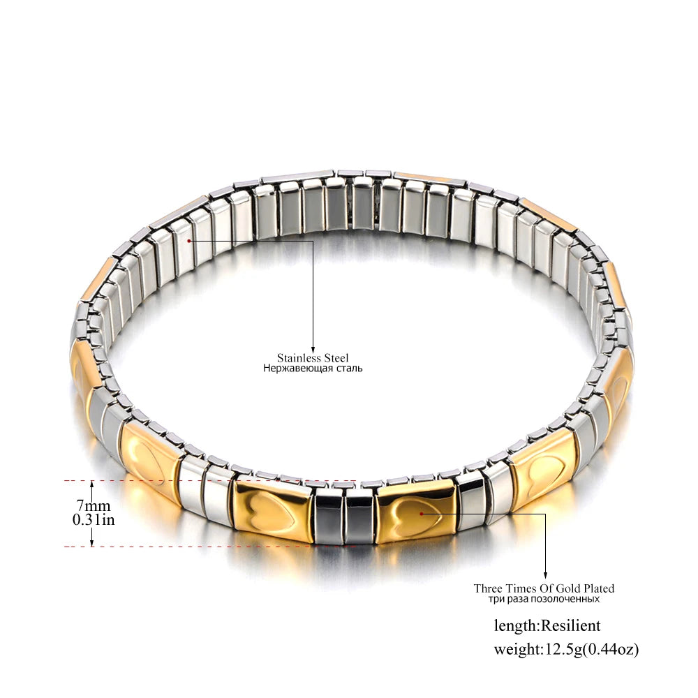 Pulseira Feminina Banhada a Ouro – Aço Inoxidável com Cristal – À Prova d'água