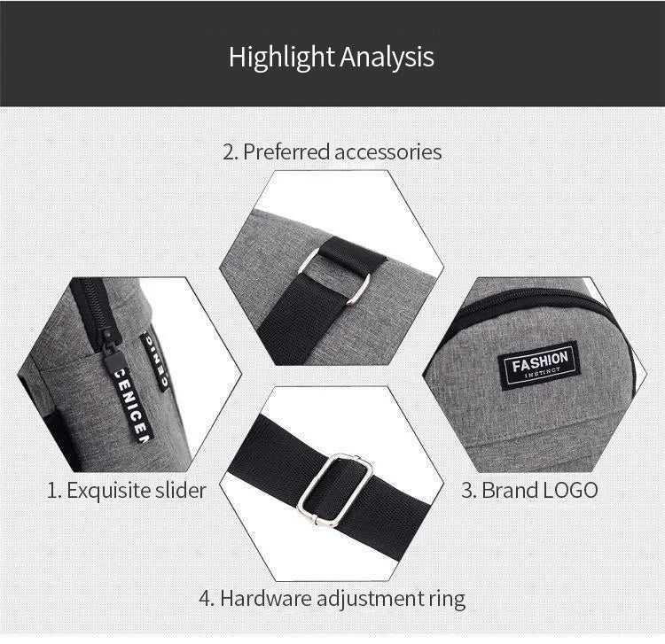 Pochete Masculina Impermeável – Nylon – Grande Capacidade – Viagem, Corrida e Trilha