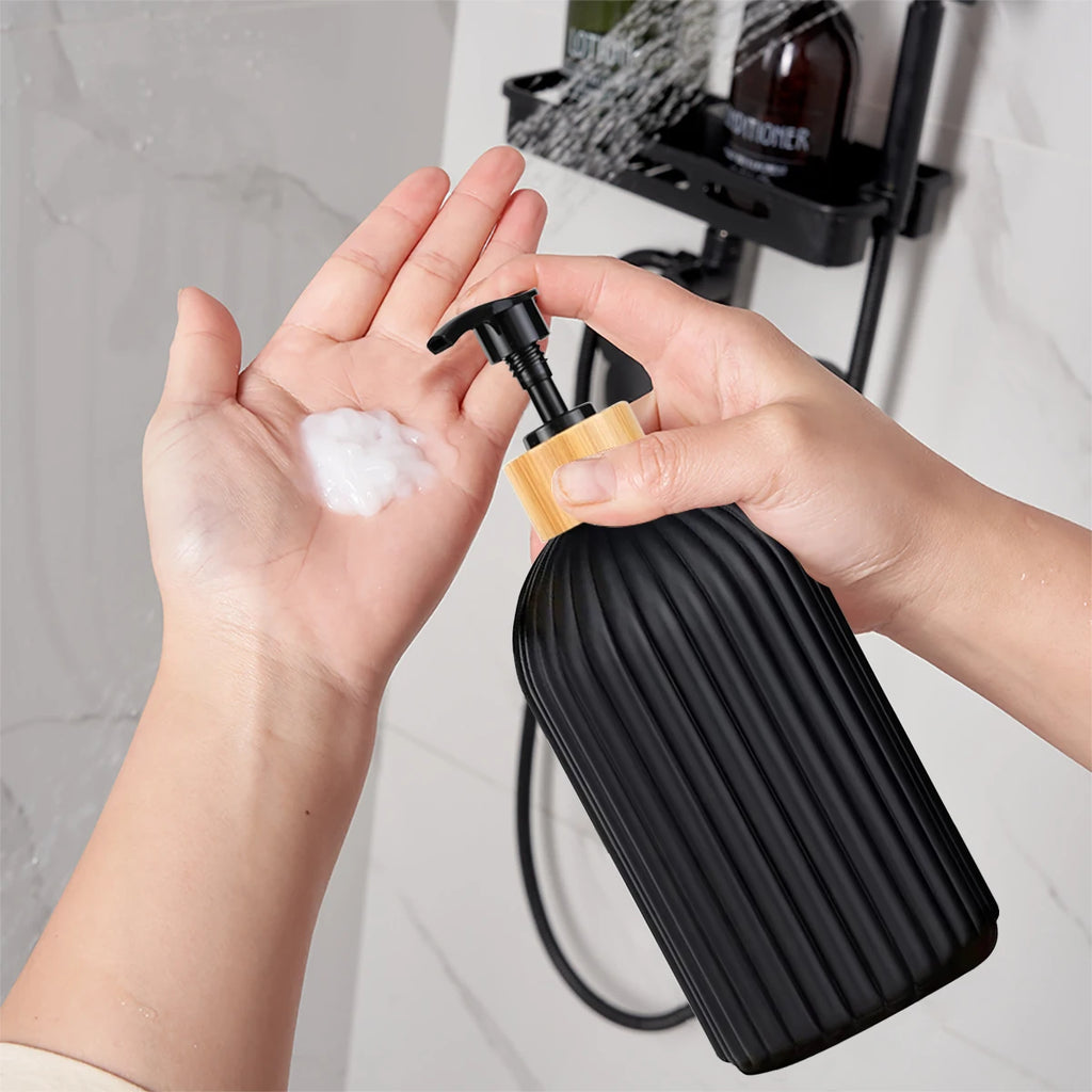 Kit Organizador de Banheiro – Dispenser de Sabão, Porta-algodão e Suporte para Escova