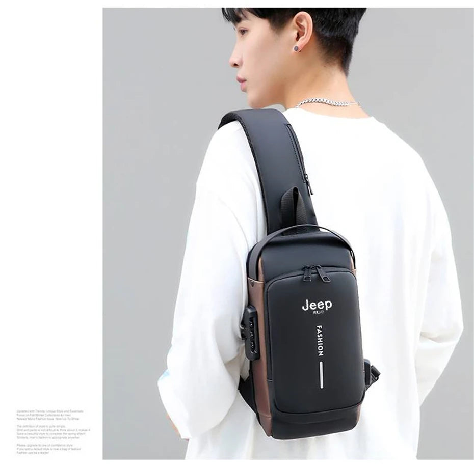 Bolsa Transversal Masculina Jeep Buluo – Nylon Antifurto – Vários Compartimentos