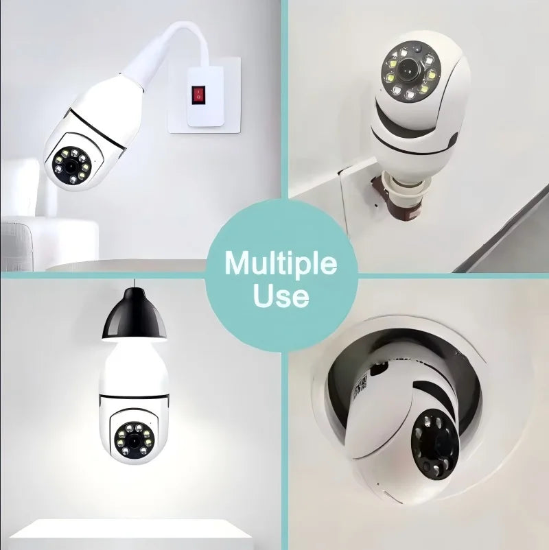 Câmera de Segurança WiFi em Formato de Lâmpada E27 – Full HD – Visão Noturna Colorida