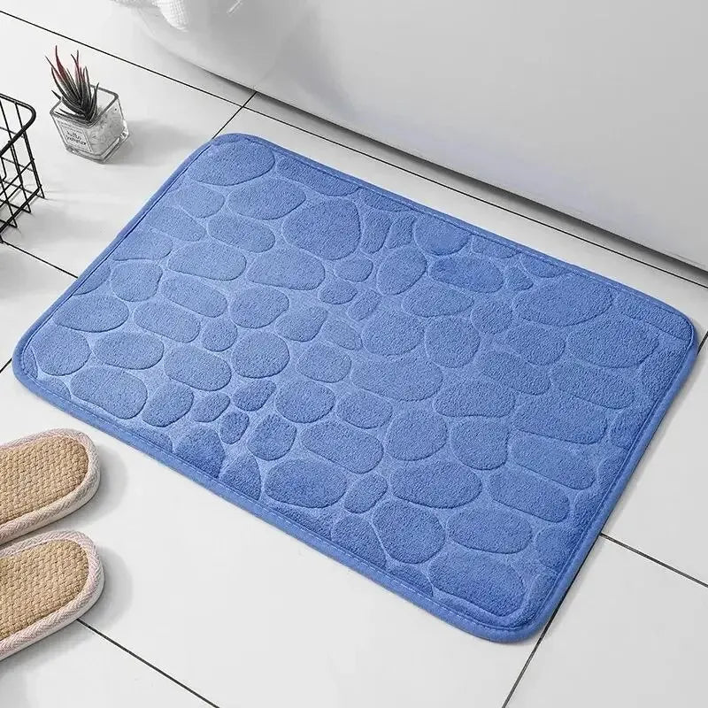Tapete de Microfibra com Efeito Pedras – Espuma de Memória – Antiderrapante – Banheiro e Sala