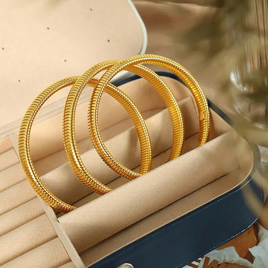 Pulseira Unissex Banhada a Ouro 18K – Aço Inoxidável Retrô À Prova d'água