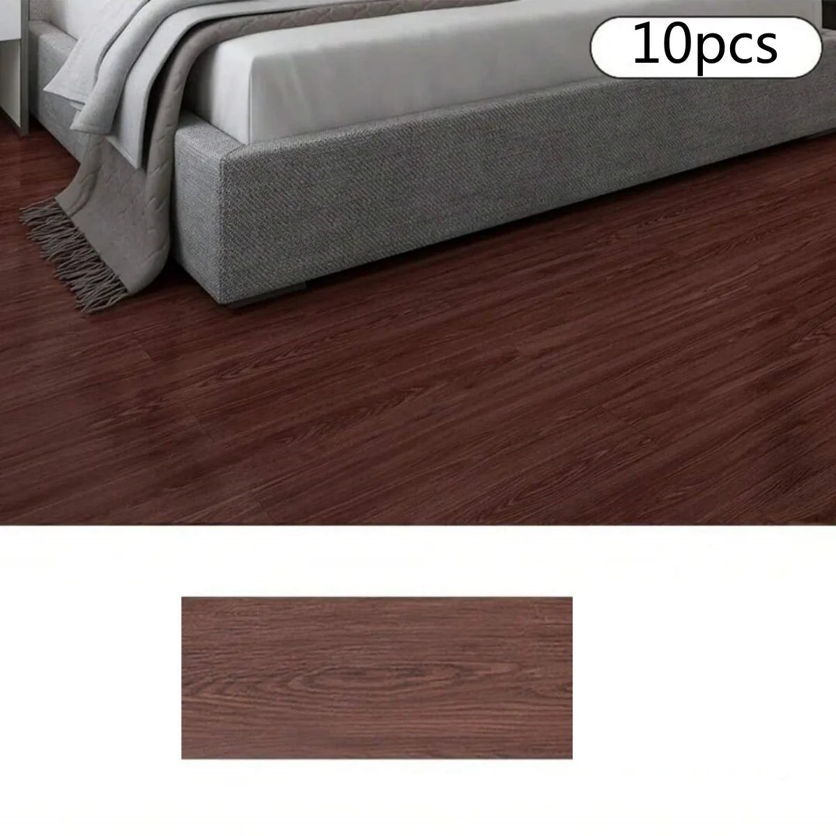 10Pcs 40x15cm PVC Floor Stickers Self-adhesive Stickers Waterproof Thickened Wood Grain Floor Stickers Stickers Living Room