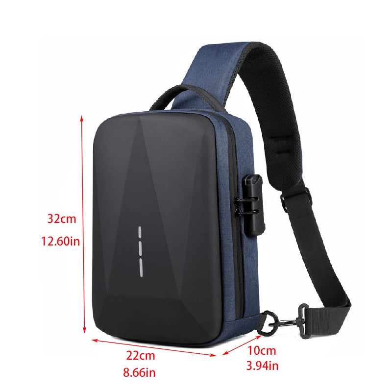 Bolsa Transversal Antifurto com Cadeado e Porta USB – Nylon Resistente