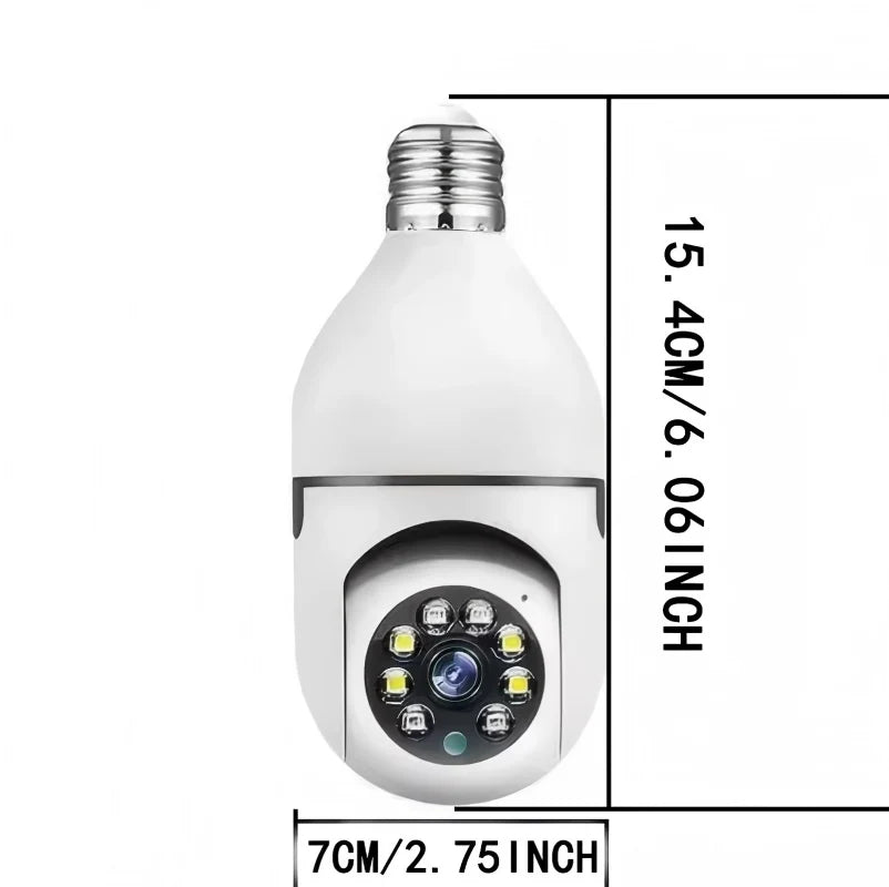 Câmera de Segurança WiFi em Formato de Lâmpada E27 – Full HD – Visão Noturna Colorida