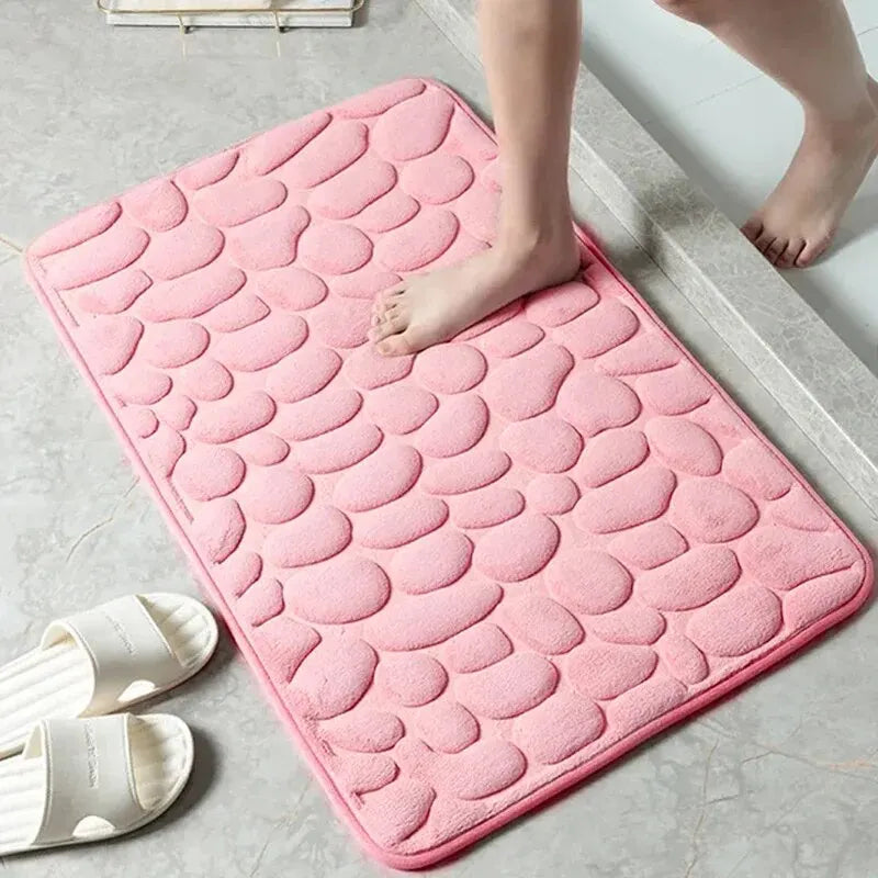 Tapete de Microfibra com Efeito Pedras – Espuma de Memória – Antiderrapante – Banheiro e Sala